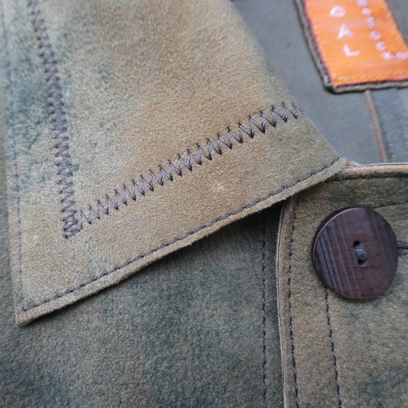 LAMBSKiN Robert Comstock Vertical Leather Jacket Logo Zipper Pockets 2X - Picture 10 of 10